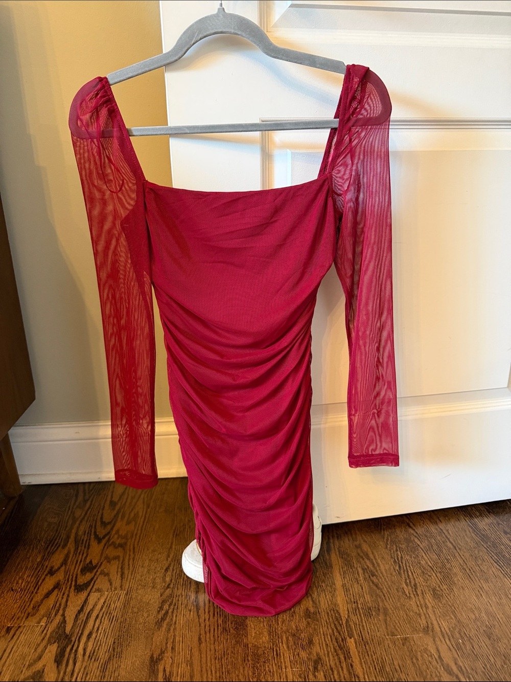 Princess Polly Fuchsia Ruched Mesh Sleeve Bodycon Dress